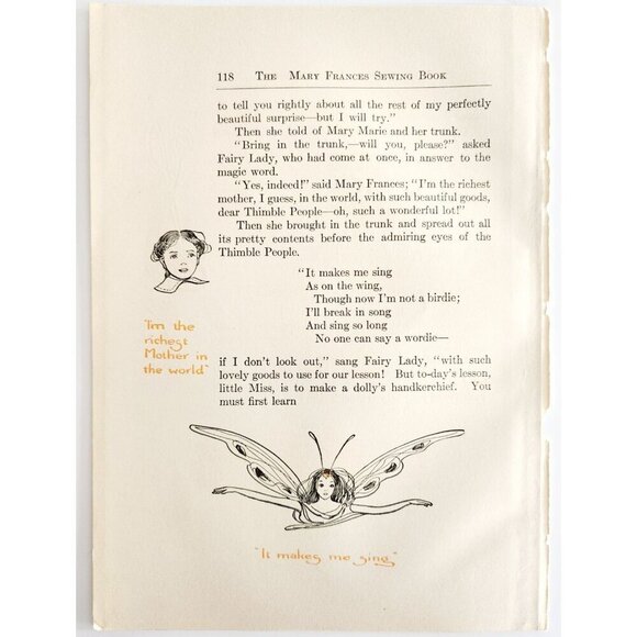 1913 Mary Frances Sewing Pattern Doll Morning Dress Pinafore Crafts DWSS11 - Picture 4 of 4